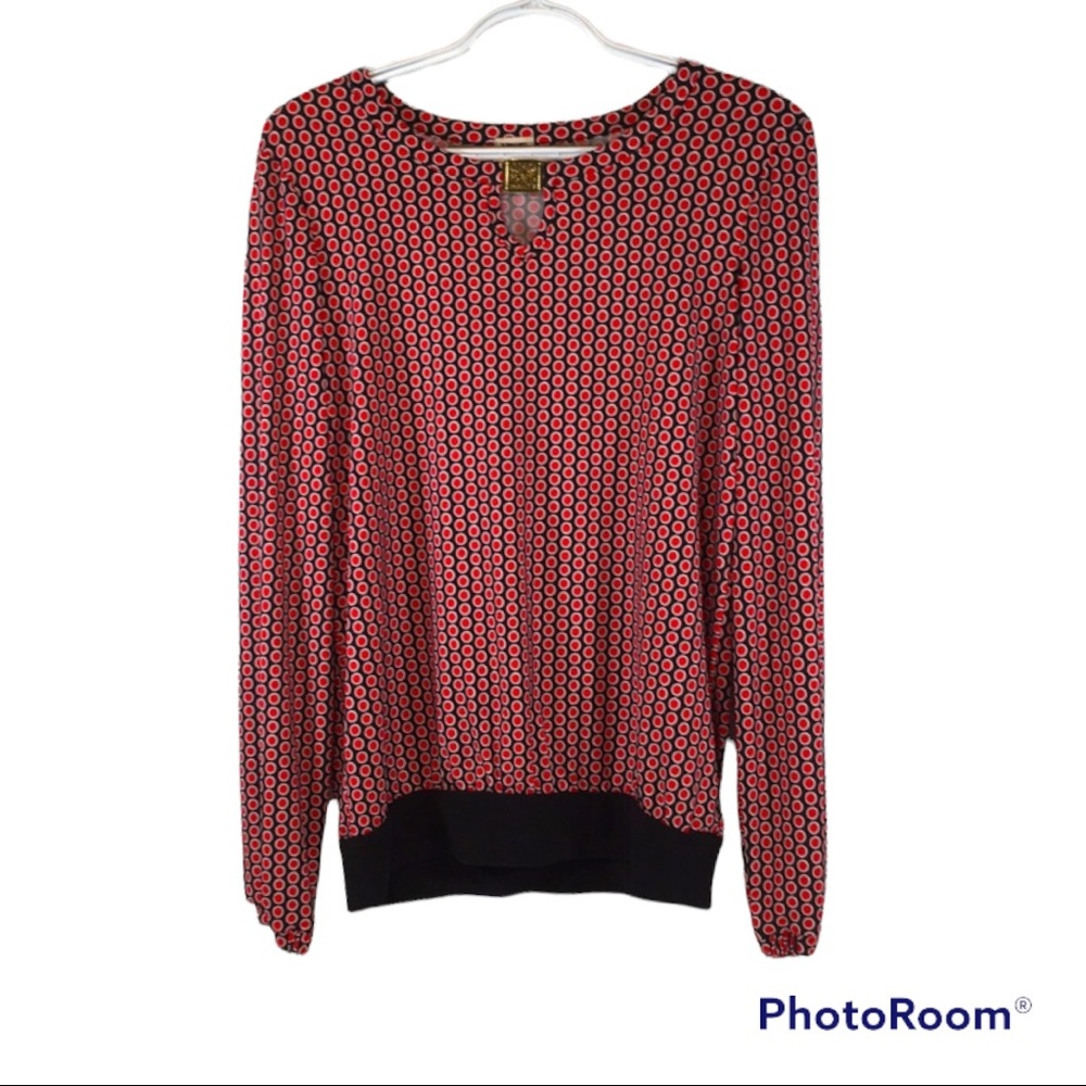 Anne Klein | Women’s Blouse | Small | Blk & Red | Preowned